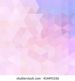 Abstract mosaic background.  Triangle geometric background. Design elements. Vector illustration. White, pink, violet colors. Pastel light background. 