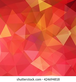 Abstract mosaic background. Triangle geometric background. Design elements. Vector illustration. Red, orange colors. 