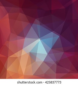 Abstract mosaic background. Triangle geometric background. Design elements. Vector illustration. Brown, blue, orange colors. 