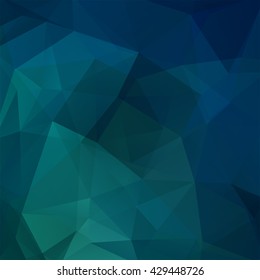 Abstract mosaic background. Triangle geometric background. Design elements. Vector illustration. Dark blue, green colors. 