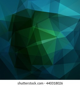 Abstract mosaic background. Triangle geometric backdrop. Design elements. Vector illustration. Green, blue colors. 