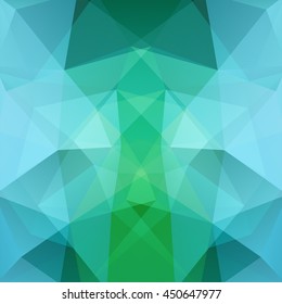 Abstract mosaic background.  Triangle geometric background. Design elements. Vector illustration. Blue, green color. 