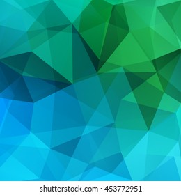 Abstract mosaic background. Triangle geometric background. Design elements. Vector illustration. Blue, green colors. 