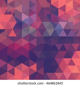 Abstract mosaic background.  Triangle geometric background. Design elements. Vector illustration. Pink, purple colors. 