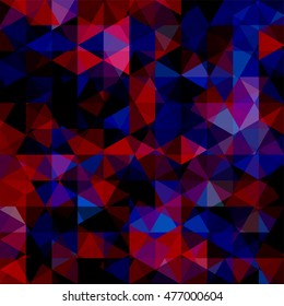 Abstract mosaic background.  Triangle geometric background. Design elements. Vector illustration. Red, blue, black colors