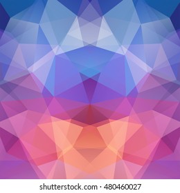 Abstract mosaic background.  Triangle geometric background. Design elements. Vector illustration. Blue, pink, orange colors