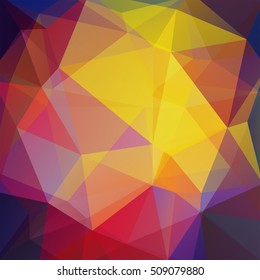 Abstract mosaic background. Triangle geometric background. Design elements. Vector illustration. Purple, red, yellow colors