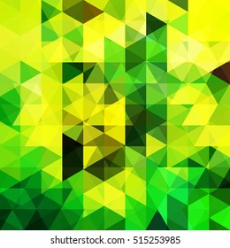 Abstract mosaic background.  Triangle geometric background. Design elements. Vector illustration. Yellow, green colors