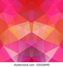 Abstract mosaic background. Triangle geometric background. Design elements. Vector illustration. Pink, orange colors