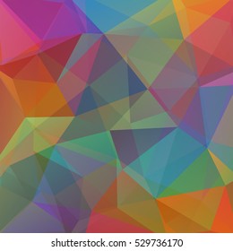 Abstract mosaic background. Triangle geometric background.  Design elements. Vector illustration. Orange, red, blue, green colors