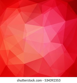 Abstract mosaic background. Triangle geometric background. Design elements. Vector illustration. Red, orange colors. 