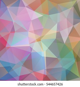 Abstract mosaic background. Triangle geometric background. Design elements. Vector illustration. Pink, purple, green colors. 