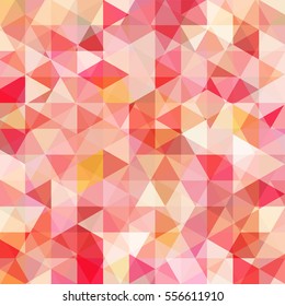 Abstract mosaic background.  Triangle geometric background. Design elements. Vector illustration. Red, pink, orange, white colors.