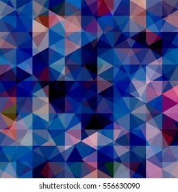 Abstract mosaic background.  Triangle geometric background. Design elements. Vector illustration. Dark blue color.