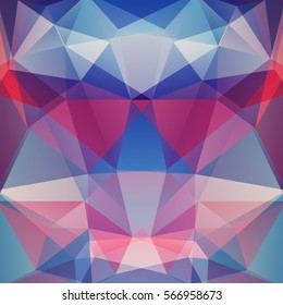 Abstract mosaic background.  Triangle geometric background. Design elements. Vector illustration. Purple, white, pink, blue colors