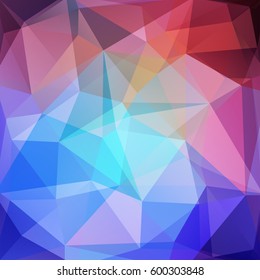 Abstract mosaic background. Triangle geometric background. Design elements. Vector illustration. Blue, purple, red colors. 
