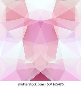 Abstract mosaic background.  Triangle geometric background. Design elements. Vector illustration. Pink, white colors. 