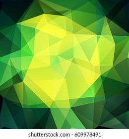 Abstract mosaic background. Triangle geometric background. Design elements. Vector illustration. Green, yellow colors. 