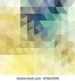 Abstract mosaic background. Triangle geometric background. Design elements. Vector illustration. Yellow, green, beige colors.