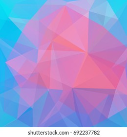 Abstract mosaic background. Triangle geometric background. Design elements. Vector illustration. Pink, blue, orange colors.