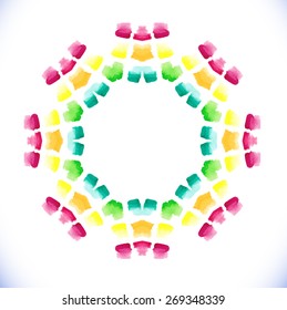 Abstract mosaic background. Vector watercolor shape with colorful drops, splashes isolated on white background.