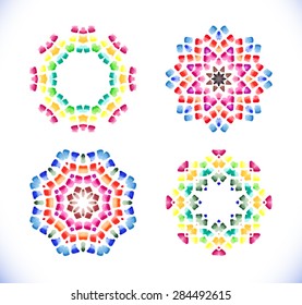 Abstract mosaic background. Vector watercolor shape with colorful drops, splashes isolated on white background.