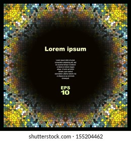 Abstract mosaic background in yellow, black, blue and green colors