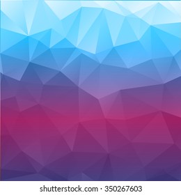 Abstrakter Mosaikhintergrund.mehrfarbiges blaues Rosa und violettes geometrisches, abgerundetes dreieckiges, Low-Poly-Stil-Bild, grafischer Hintergrund. Vektorillustration Polygonal Design für Business.