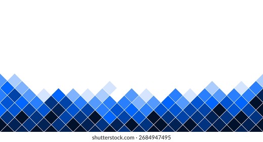 Un Anuncio de mosaico abstracto con cuadrados Grandes en tonos de azul en la parte inferior