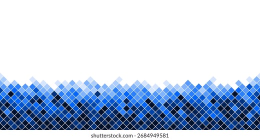 Banner de mosaico abstrato com pequenos quadrados em tons de azul na parte inferior