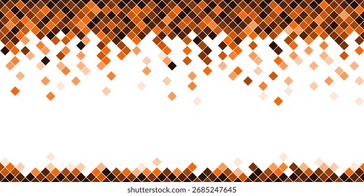 Banner de mosaico abstrato com pequenos quadrados em tons de laranja na parte superior e inferior