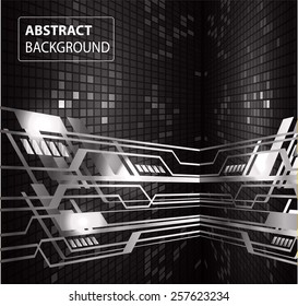 abstract mosaic black background with gloss. table. Technology background set for computer graphic website internet and business. text box. Brochure. card. silver