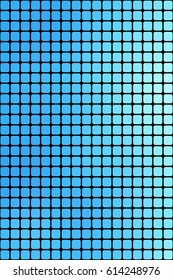Abstract mosaic blue background with square tiles over black, vertical format.