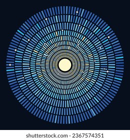 Abstract mosaic blue concentric circles