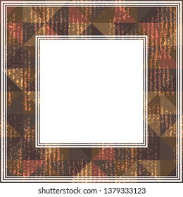 Abstract mosaic border made in coffee colors. Vector illustration. Design element for poster, photo frame or home decor.