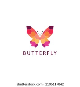 Abstract mosaic butterfly logo design template. butterfly logo icon.