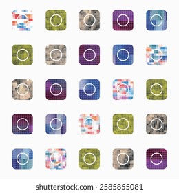 abstract mosaic checked texture square buttons icon set design element collection