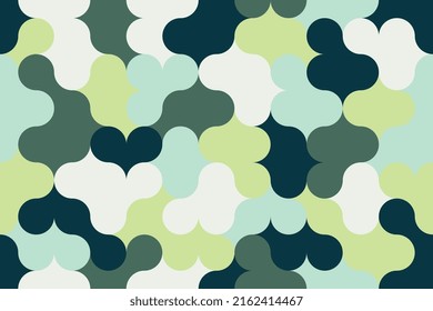 Abstract mosaic circle geometric seamless pattern in green and olive colors