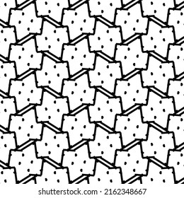 Abstract mosaic composed of angular pieces marked with four dots. Doodle drawing.