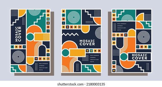 abstract mosaic cover design set