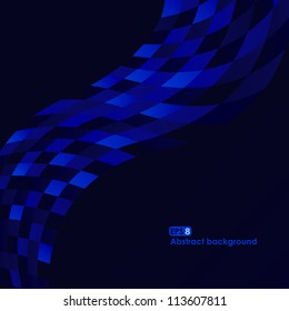 Abstract mosaic dark blue wave vector background for design