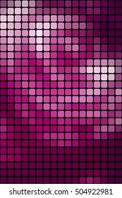 Abstract mosaic dark pink background with square tiles over black, vertical format.