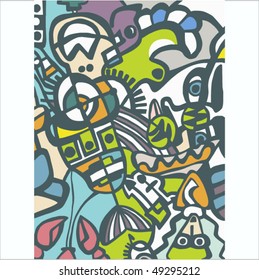 The abstract mosaic drawn on a paper.