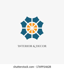Abstraktes Mosaikemblem. Vektorzeichen mit geometrischen Verzierungen für Inneneinrichtung und Design-Logo-Design