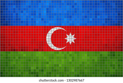 Abstract mosaic flag of Azerbaijan - Illustration