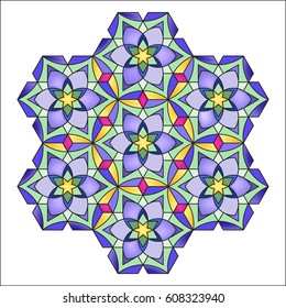 Abstract Mosaic Floral Pattern Stained Glass Style  Vector Illustration  Isolated Outlines saved in Separate Layer