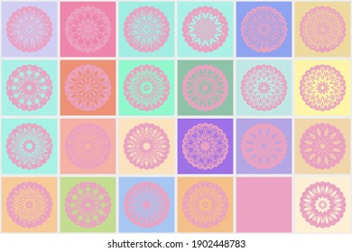 Mosaico abstracto con mandala floral. Ilustración del vector
