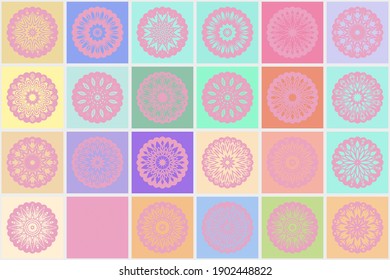 Mosaico abstracto con mandala floral. Ilustración del vector