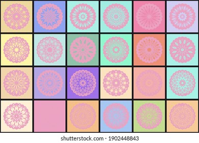 Abstract mosaic with flower mandala. Vector illustration