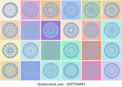 Abstraktes Mosaik mit Blumenmandala. Vektorgrafik
